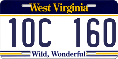 WV license plate 1OC160