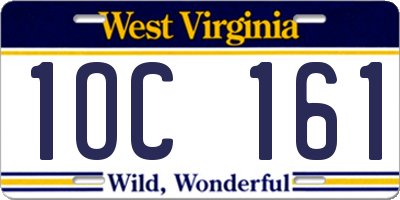 WV license plate 1OC161