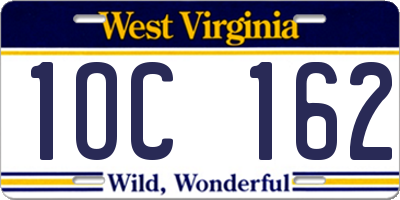 WV license plate 1OC162