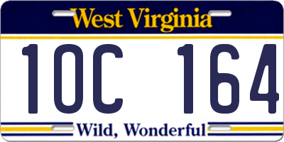 WV license plate 1OC164