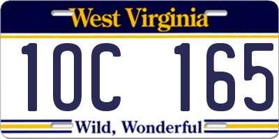 WV license plate 1OC165