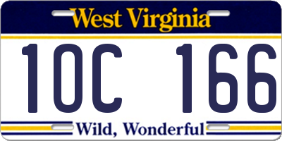 WV license plate 1OC166