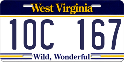 WV license plate 1OC167