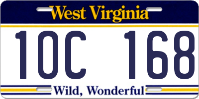 WV license plate 1OC168