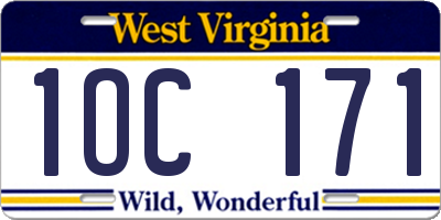 WV license plate 1OC171