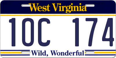 WV license plate 1OC174