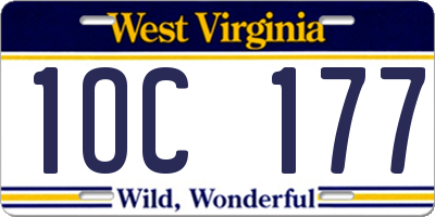 WV license plate 1OC177