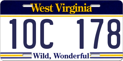 WV license plate 1OC178
