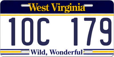 WV license plate 1OC179