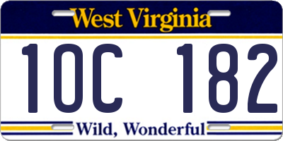 WV license plate 1OC182