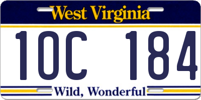 WV license plate 1OC184