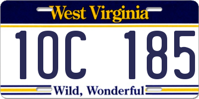 WV license plate 1OC185