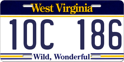 WV license plate 1OC186