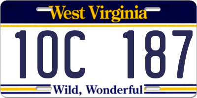 WV license plate 1OC187