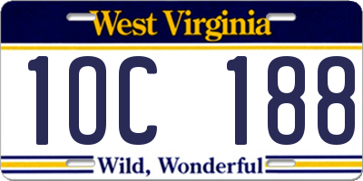 WV license plate 1OC188
