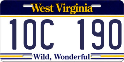 WV license plate 1OC190
