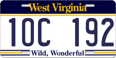WV license plate 1OC192