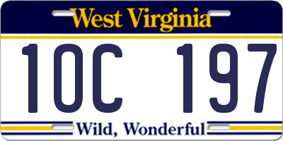 WV license plate 1OC197