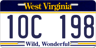 WV license plate 1OC198