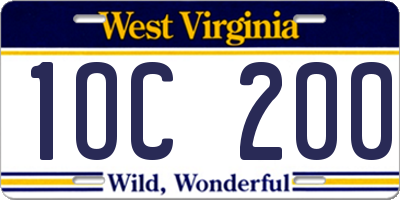 WV license plate 1OC200