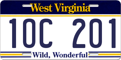 WV license plate 1OC201