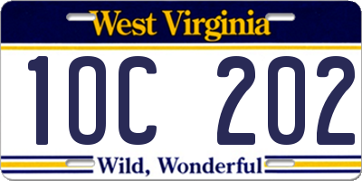 WV license plate 1OC202