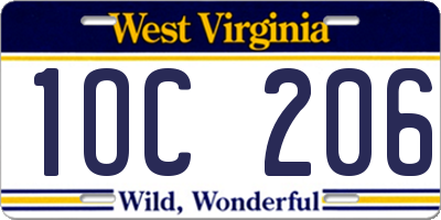 WV license plate 1OC206