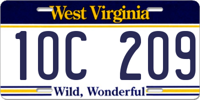 WV license plate 1OC209