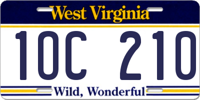 WV license plate 1OC210