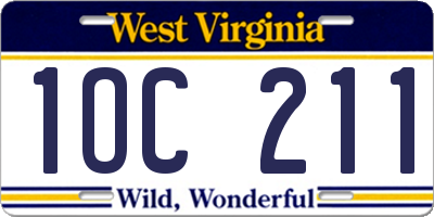 WV license plate 1OC211