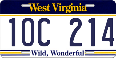 WV license plate 1OC214
