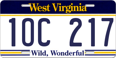 WV license plate 1OC217