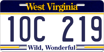 WV license plate 1OC219