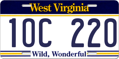 WV license plate 1OC220