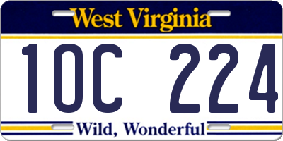 WV license plate 1OC224