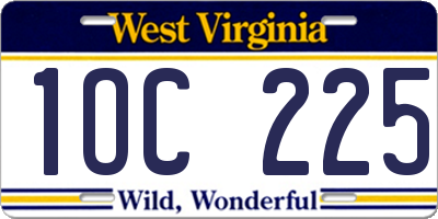 WV license plate 1OC225