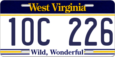 WV license plate 1OC226