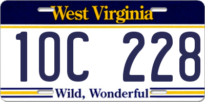 WV license plate 1OC228
