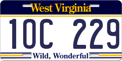 WV license plate 1OC229