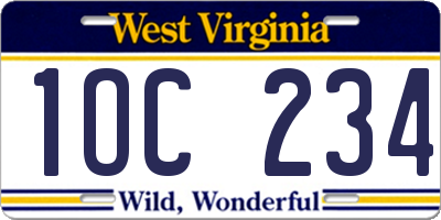 WV license plate 1OC234