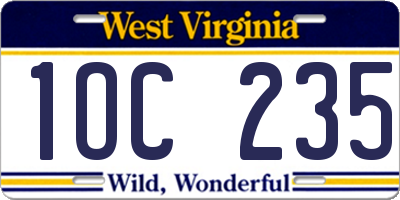 WV license plate 1OC235