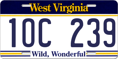 WV license plate 1OC239