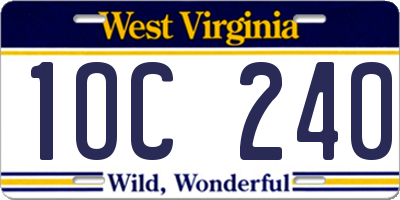 WV license plate 1OC240