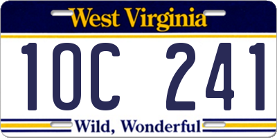 WV license plate 1OC241