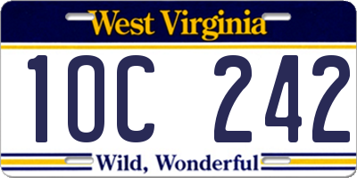 WV license plate 1OC242