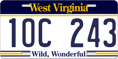 WV license plate 1OC243