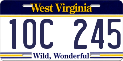 WV license plate 1OC245