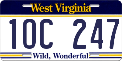 WV license plate 1OC247