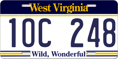WV license plate 1OC248
