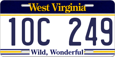 WV license plate 1OC249